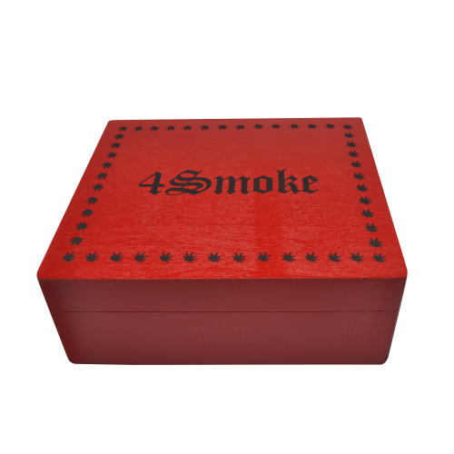 4Smoke Wooden Rolling Box (Large)-Red