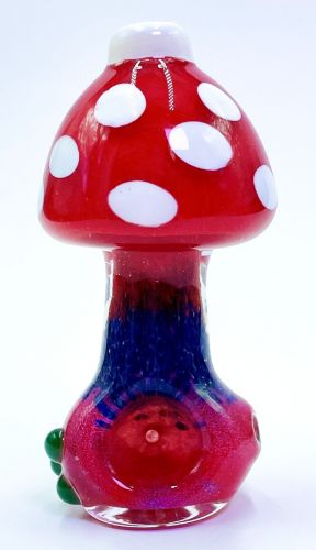 3 Inch Mushroom Design Coloured Glass Pipe (Red)