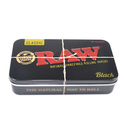 Metal Raw Tobacco Tin Black