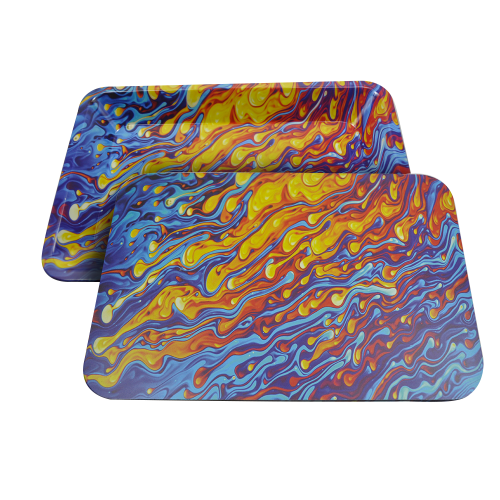 Small Metal Rolling Tray with Magnetic Lid (Blue lava)