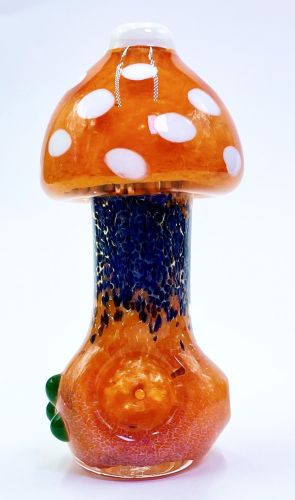 3 Inch Mushroom Design Coloured Glass Pipe (Orange)