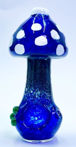 3 Inch Mushroom Design Coloured Glass Pipe (Blue)