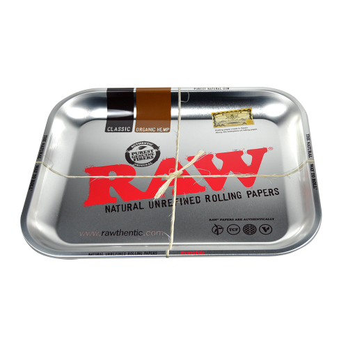 RAW Metal Rolling Tray Large (Silver Design)