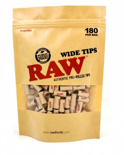 RAW Authentic Pre-Rolled Wide Tips x 180