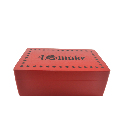 4Smoke Wooden Rolling Box (Medium)-Red